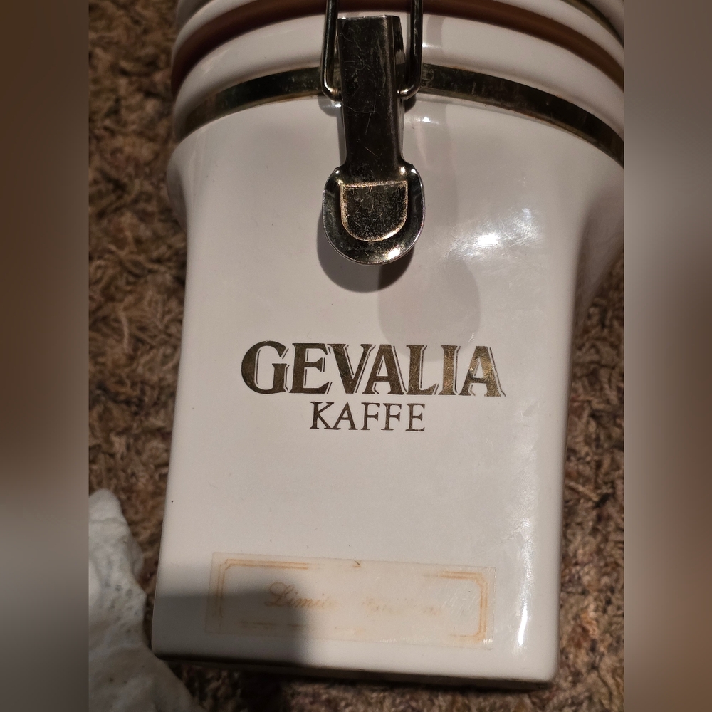 Gevalia Kaffe White Ceramic Coffee Canister
